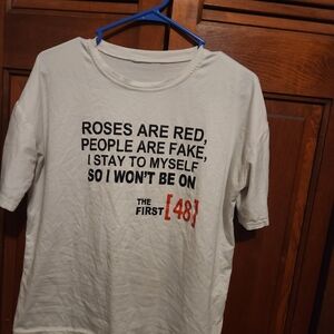 White Graphic T-Shirt with Bold Text